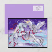 Carte postale de la licorne de vacances, du hibou  (Devant / Derrière)