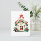 Carte postale de la maison d'aquarelle de Noël (Debout devant)