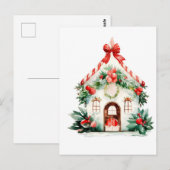 Carte postale de la maison d'aquarelle de Noël (Devant / Derrière)