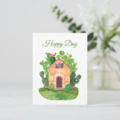 Carte postale de la maison de cactus à l'aquarelle (Debout devant)