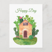 Carte postale de la maison de cactus à l'aquarelle (Devant)