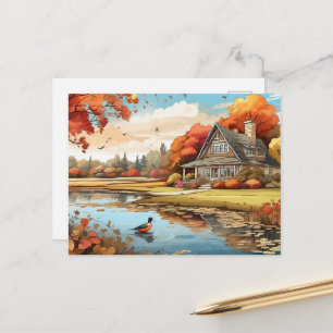 Carte postale de la maison de la nature en automne
