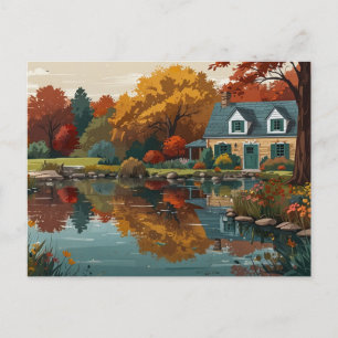 Carte postale de la maison de la nature en automne