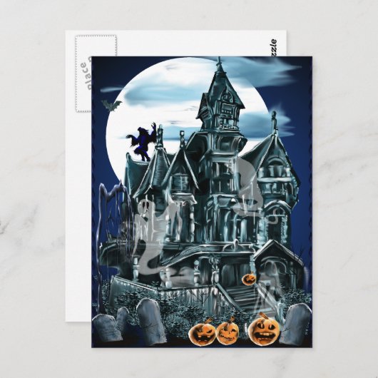 Carte postale de la maison hantée (Devant / Derrière)