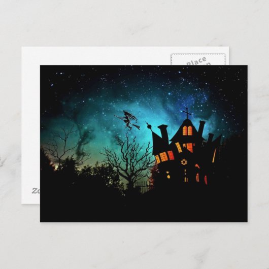 Carte postale de la maison hantée de sorcière (Devant / Derrière)