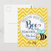 Carte postale de la meilleure enseignante abeille (Devant / Derrière)