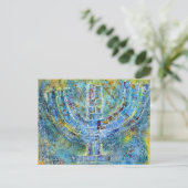 Carte postale de la menorah bleue (Debout devant)