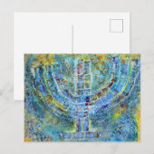 Carte postale de la menorah bleue (Devant / Derrière)