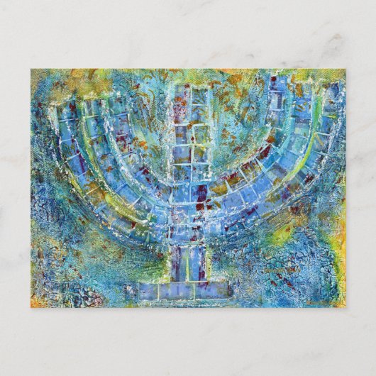Carte postale de la menorah bleue (Devant)