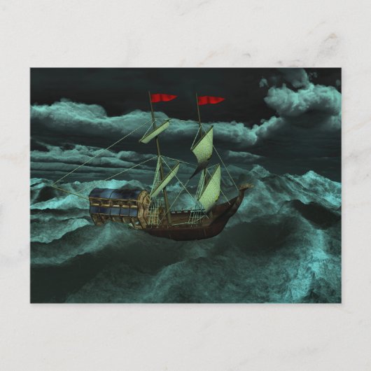 Carte postale de la mer sauvage et orageuse (Devant)