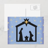 Carte postale de la Nativité de Noël étoilée bleue (Devant / Derrière)