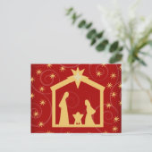 Carte postale de la Nativité de Noël Red Starry (Debout devant)
