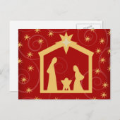 Carte postale de la Nativité de Noël Red Starry (Devant / Derrière)