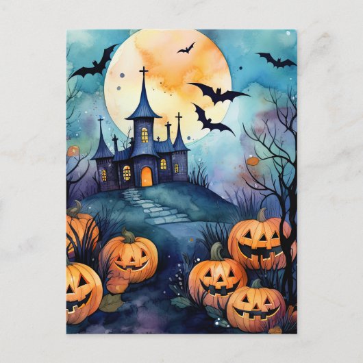 Carte postale de la nuit d'Halloween Jack O'Lanter (Devant)