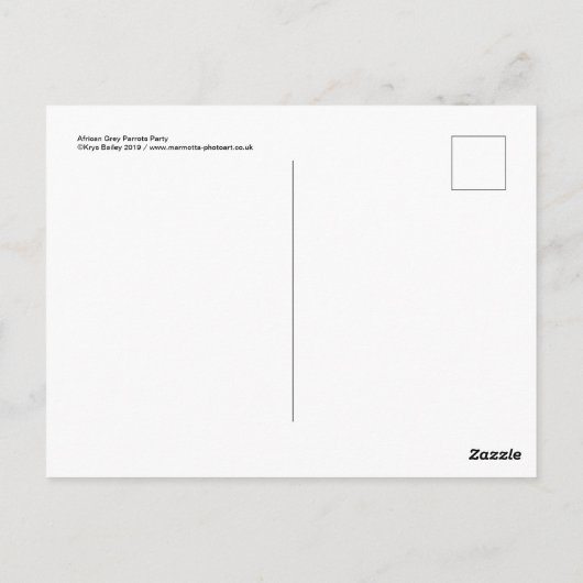 Carte postale de la partie des perroquets gris d'A (Dos)