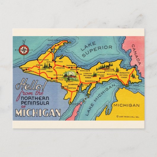 Carte postale de la péninsule nord du Michigan (Devant)