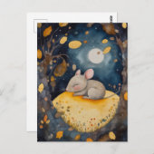 Carte postale de la petite souris fatiguée de la f (Devant / Derrière)