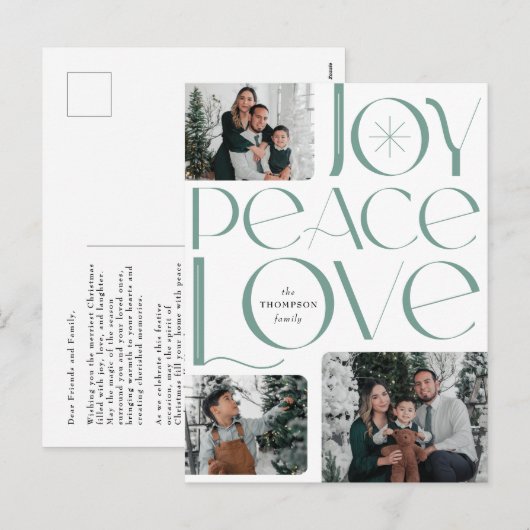 Carte postale de la photo Joy Peace Love Holiday (Devant / Derrière)