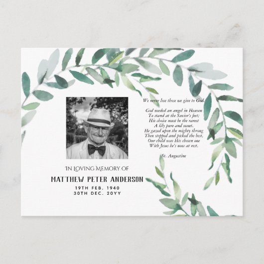 Carte postale de la photo Memorial avec Feuilles v (Devant)