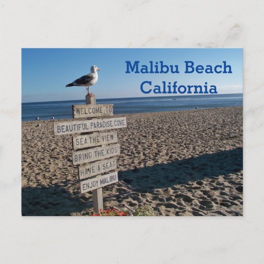 Carte postale de la plage de Malibu - Panneau de m (Devant)