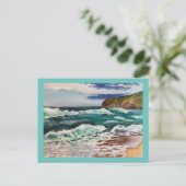 Carte postale de la plage ensoleillée (Debout devant)