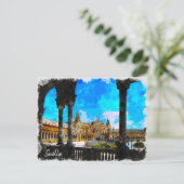 Carte postale de la Plaza de Espana de Séville (Debout devant)