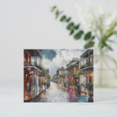 Carte postale de la pluie dans le Quartier françai (Debout devant)