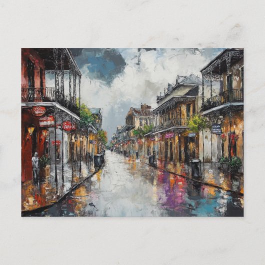 Carte postale de la pluie dans le Quartier françai (Devant)