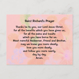 Carte postale de la prière de Saint Richard