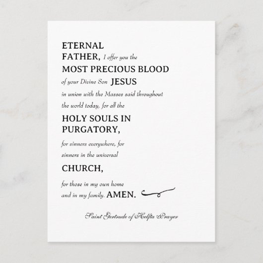 Carte postale de la prière Saint Gertrude d'Helfta (Devant)