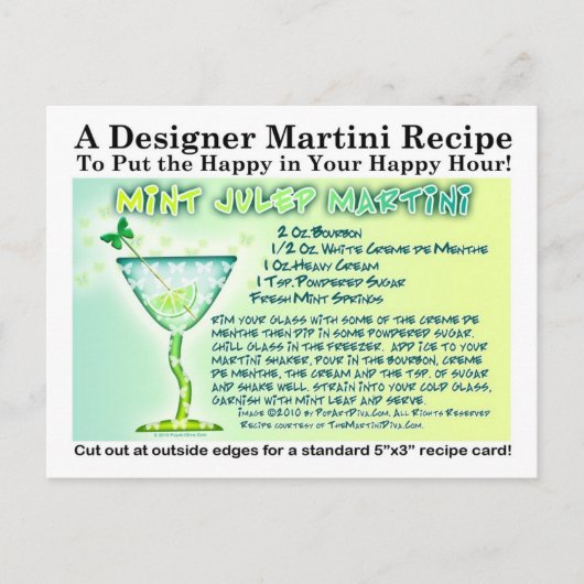 Carte postale de la recette de martini à la menthe (Devant)