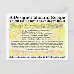 Carte postale de la recette de martini citron