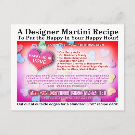 Carte postale de la recette de Martini Valentine's (Devant)