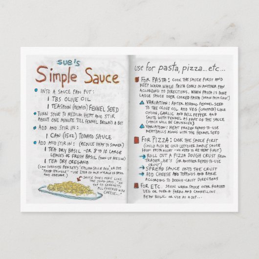 Carte postale de la recette Simple Sauce de Sue (Devant)