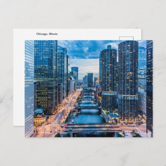 Carte postale de la rivière Chicago (Devant / Derrière)