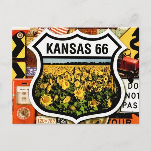 Carte postale de la route 66 du Kansas (Devant)