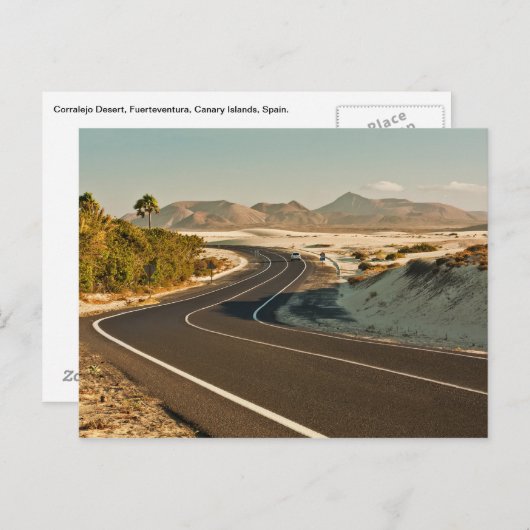 Carte postale de la route du désert de Corralejo (Devant / Derrière)