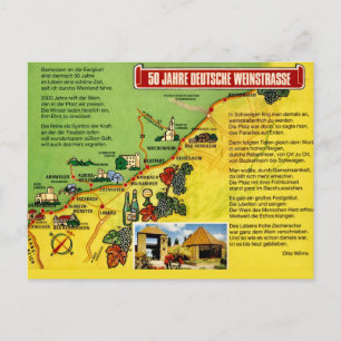 Carte postale de la route du vin d'Allemagne