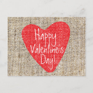 Carte postale de la Saint-Valentin à cœur rouge en