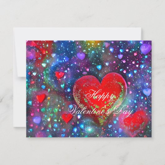 Carte postale de la Saint-Valentin avec coeurs lum (Devant)