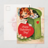 Carte postale de la Saint-Valentin de style rétro  (Devant / Derrière)