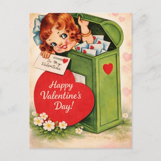 Carte postale de la Saint-Valentin de style rétro  (Devant)