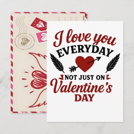 Carte postale de la Saint-Valentin dessinée à la m (Devant / Derrière)