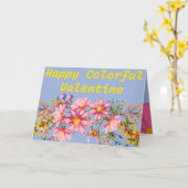 Carte postale de la Saint-Valentin joyeuse et colo (Fleur jaune)