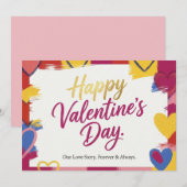 Carte postale de la Saint-Valentin peinture Pop Ar (Devant / Derrière)