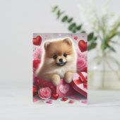 Carte postale de la Saint-Valentin pour chien Pomé (Debout devant)