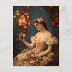 Carte postale de la Saint-Valentin romantique vint
