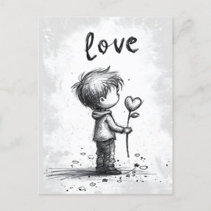 Carte postale de la Saint-Valentin tenue par un ga