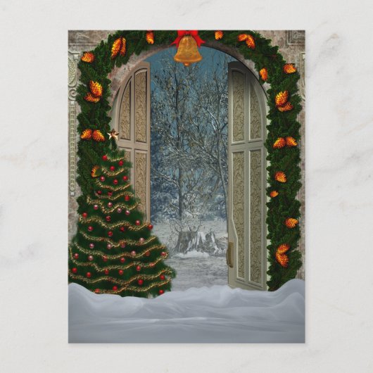 Carte postale de la scène de Noël d'hiver (Devant)