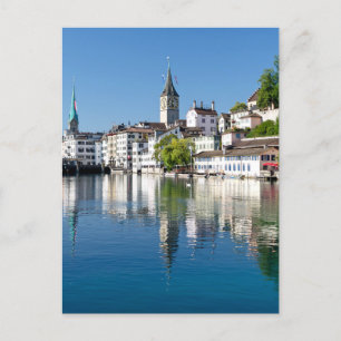 Carte postale de la scène du fleuve Zurich